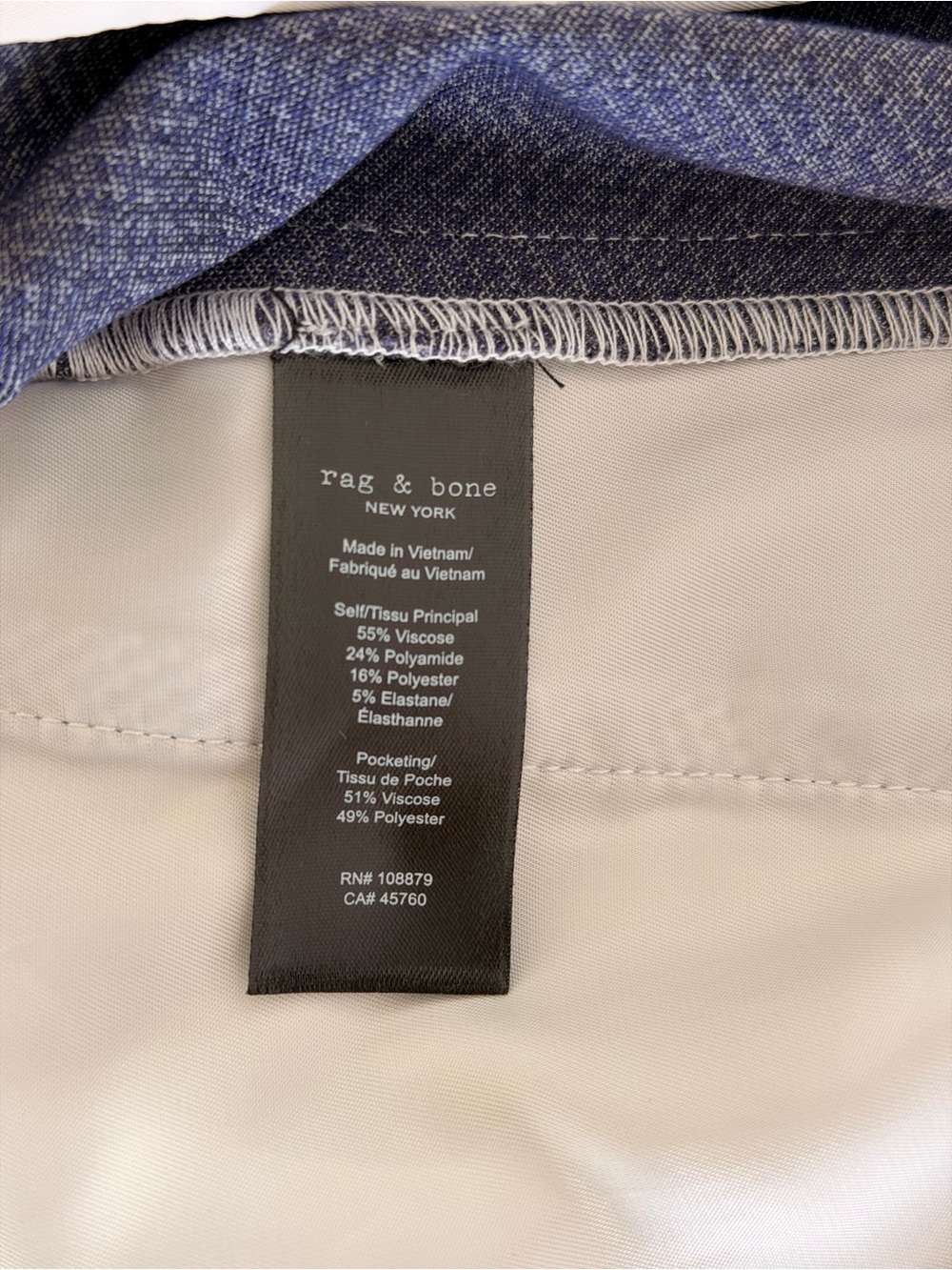 NWT rag & bone Navy and white Elvy Relaxed Tailored Shorts sz 00 (xs) - Picture 7 of 7